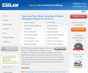 esilaw.com: ESILAW - Law Firm Software
Time, billing, accounting, and case management law firm software by ESILAW.