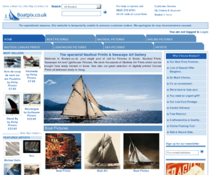 boatpix.co.uk: Nautical Accessories, Sailing Boat Prints, Seascape Prints, Lighthouse Prints
Specialist online Nautical Gallery for Boat Prints, Nautical Accessories, Seascape Art & Lighthouse Prints framed or on modern canvases.