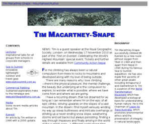 timmacartneysnape.com: Tim Macartney-Snape - Mountaineer/Author
Tim is a biologist, author, mountaineer and a twice honoured Order of Australia recipient.