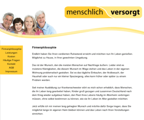 menschlich-versorgt.com: menschlich versorgt
menschlich versorgt bietet kostengünstige Rund-um-die-Uhr-Betreuung durch Haushaltshilfen aus Polen.