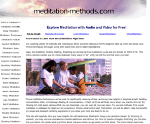 meditation-methods.com: Discover Meditation-Methods.com, and Learn Meditation Now!
Detailed descriptions of the most effective meditation methods. Meditation offers tremendous benefits for reducing stress, personal growth, and spiritual connectedness