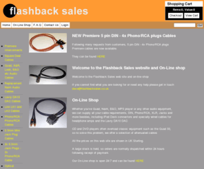 flashbacksales.co.uk: Din - Phono - RCA - XLR - iPod  Cables and More From Flashback Sales
Flashback Sales web site and on-line shop