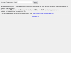 smtpcheck.com: RBL check | Realtime open RBL database | Block spam entering your mail servers | Antispam service
