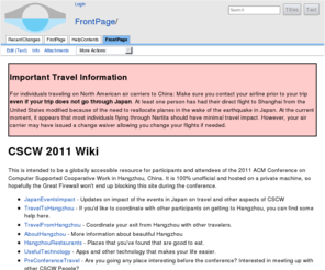 cscw2011wiki.org: FrontPage - CSCW 2011 Wiki
