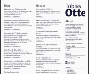 stereobit.de: Tobias Otte - Webstandards, Accessibility, Usability und Typografie
Tobias, seines Zeichens Web-Developer, schreibt über Accessibility, Usability, Typografie und Webstandards.