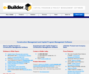 e-builder.com: Capital Program and Construction Management Software
e-Builder is the pioneer of web-based capital program, project, and construction management software with integrated capital planning, cost, schedule, process automation, and document management.   