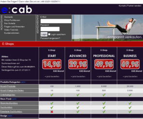 hostingcenter24.com: e:cab solutions - E-Shops
E-Shops mieten - inkl. Domain, Webspace und Support...