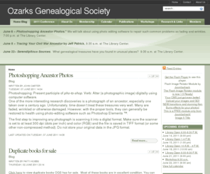 ozarksgs.org: Ozarks Genealogical Society
Ozarks genealogy