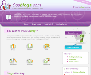 extrablog.net: Create a blog, free blog. Create a free blog thanks to Sosblog.com
Free blog to create, create a free blog or a multi blog free. Create a blog, free blog. Create a blog or a multi blog. Discover our innovative and easy to use service plus our large range of features. Create now your free blog in a few seconds!