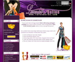 lavender2u.com: Lavender Online™
Beli secara online produk-produk kecantikan, kosmetik, kesihatan, solekan dan wangian dari jenama terkemuka di malaysia.