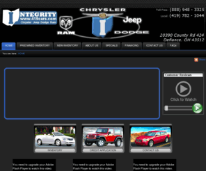 419car.com: Integrity Chrysler Jeep Dodge Ram| Used Car Dealership In Defiance, Ohio | Used Cars Toledo | Used Cars Ohio
Welcome to the 419cars - Integrity Chrysler Jeep Dodge Ram, home of used cars in Defiance, Ohio. We also offer new & used car financing & loans.