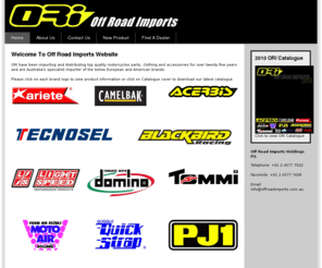 offroadimports.com: Off Road Imports - Acerbis, Ariete, Camelbak, Blackbird, Kite, Light Speed, Mefo Mousse, Tecnosel
Offroad imports is an Australian distributor leading brands such as Acerbis, Camelbak, Ariete, Kite, Light speed, Blackbird, Domino Tommaselli, Moto Air, PJ1, Dirt Works, Tecnosel, Mefo Mousse and Quick Strap.