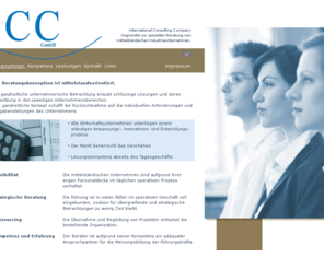 icc-consult.com: ICC - International Consulting Company, Gegründet zur speziellen Beratung von mittelständischen Industrieunternehmen
International Consulting Company
Gegrndet zur speziellen Beratung von 
mittelstndischen Industrieunternehmen.