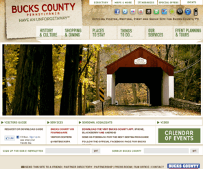 visitbuckscounty.com: Bucks County
Bucks County Conference and Visitors Bureau features complete travel information for lodging, restaurants, shopping, family attractions and special events to plan your getaway in Bucks County, Pennsylvania.