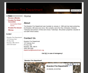 brandonfiremn.org: Brandon Fire Department
Welcome to the homepage of Brandon Fire Department located in Brandon, MN!