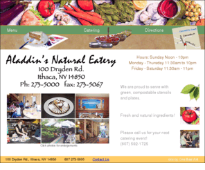 aladdinsithaca.com: Welcome to Aladdins Natural Eatery
Aladdin's Natural Eatery, a restaurant located in Ithaca, New York, serving dishes made from fresh natural ingredients.