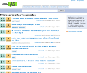 ayudasoftware.net: Ayudasoftware.net
Ayudasoftware.net es una comunidad colaborativa de preguntas y respuestas para todo lo relacionado con el Internet y Software. Este sitio es 100% gratuito y no es necesario estar registrado.
