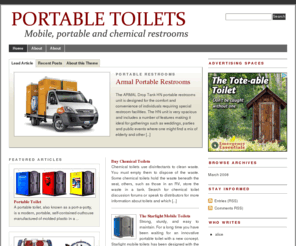 toilets-portable.com: Portable Toilets: mobile, chemical and portable restrooms
All the news, technical information and special offers about the world of portable restrooms and chemical toilets.