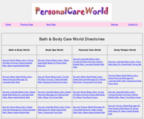 personalcareworld.com: personalcareworld.com features Lavender Bath Salts and Spa set: Lavender Body Lotion, Lavender Bath-Body Oil, Lavender Bath Salts, Sleep Time Foam Bath

personalcareworld.com features Lavender Bath Salts and Spa set: Lavender Body Lotion, Lavender Bath-Body Oil, Lavender Bath Salts, Sleep Time Foam Bath
. Bath & Body care. Beauty for Body and Soul. Find all your favorite Bath & Body Works products online. Browse Here, Buy in Amazon.com. Special offers