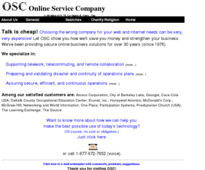 smlevinson.com: Online Service Company (OSC)
OSC has been creating and supporting leading-edge online systems since 1976, helping companies like yours reduce costs, increase sales, improve customer support and employee morale and productivity.