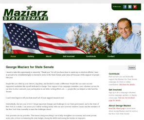 georgemaziarz.org: George Maziarz for New York State Senate 62nd District
George Maziarz proudly represents the 62nd District in the New York State Senate - Niagara County outside the City of Niagara Falls, Orleans County, and western Monroe County.