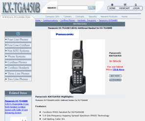 kx-tga450.com: www.KX-TGA450.com - Panasonic KX-TGA450 5.8GHz Additional Handset for KX-TG4500B
Panasonic KX-TGA450 5.8GHz Additional Handset for KX-TG4500B