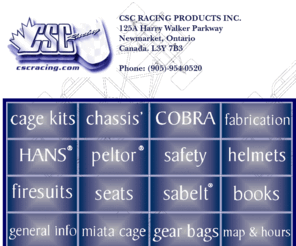 cscracing.com: CSC Racing, Roll Cages, Chassis', Bell Helmets, HANS Device and Safety Equipment for race cars manufactured by CSC RACING PRODUCTS INC.
