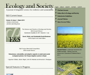 consecol.org: Ecology and Society
A journal of integrative science for resilience and sustainability