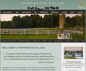 fearringtonrealty.com: Fearrington Village  |  North Carolina Homes for Sale, Fine Dining, Bed & Breakfast, Southern Weddings and Meeting Retreats in the Chapel Hill, Durham, Raleigh, NC area.
Fearrington Village offers real estate, lodging, fine dining, wedding and meeting options in the Raleigh, Chapel Hill, Durham, NC area. (919)542.2121.