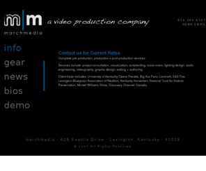 march-media.com: March Media | concept to completion visual communications
March Media is dedicated to trustworthy service while providing resourceful, innovative visual communications to the client.