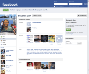 benjaminburn.com: Incompatible Browser | Facebook
 Facebook is a social utility that connects people with friends and others who work, study and live around them. People use Facebook to keep up with friends, upload an unlimited number of photos, post links and videos, and learn more about the people they meet.