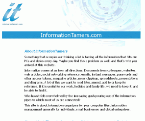 informationtamers.com: Taming Information - Information organizers, information management and methods
