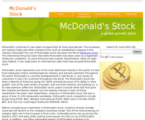 mcdonalds-stock.com: McDonald's Stock
McDonald's Stock investor information page.  Get information on McDonald's stock, including its competitors and risks.