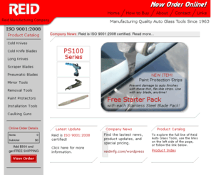 reidmfg.com: Reid Manufacturing Company | Auto Glass Tools | Home
Manufacturing Quality Auto Glass Tools Since 1963 Including the Only Push Button Cold Knife in the Industry. 