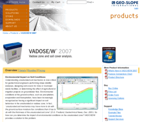 vadose-zone.com: Vadose Zone and Soil Cover Analysis with VADOSE/W 2007 - GEO-SLOPE International Ltd.
VADOSE/W 2007 - Finite element vadose zone and soil cover analysis software