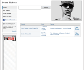 draketickets.com: Drake Tickets | DrakeTickets.com
Find the best deals on Drake tickets! DrakeTickets.com is your source for Drake concerts, tour dates, cheap tickets, premium tickets, music, videos, news, and more.