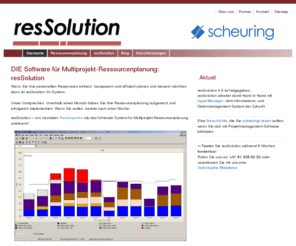 ressourcen-planung.com: DIE Ressourcenplanungs-Software: resSolution
resSolution gilt als das führende System für Ressourcenplanung in der Mehrprojektumgebung. Hauptfunktionen: Einsatzplanung, Leistungserfassung, Zeiterfassung, Kosten-Controlling.