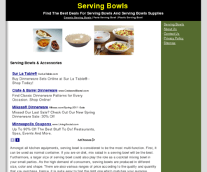 servingbowls.org: Serving Bowls
Compare Different Types of Serving Bowls and Find The Best Deal of Serving Bowls in Your Area.