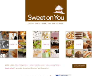 sweetonyoubakery.com: Sweet on You -- Cakes, Events, Cafe
Sweet on you makes custom cakes for weddings, mitzvahs, showers, grooms and birthdays; custom gourmet kosher catering for weddings and mitzvahs; healthy kosher vegetarian cafe with lunch delivery in Stamford and Greenwich CT