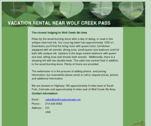 wolfcreekcolorado.net: VACATION RENTAL NEAR WOLF CREEK PASS
