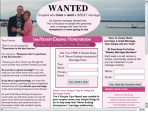 never-ending-honeymoon.com: Never Ending Honeymoon
Marriage tips, stories, coaching, sharing and mentoring.