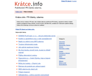 kratce.info: Krátce.info: PR články zdarma
PR články, zpětné odkazy pro váš web zdarma.