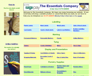 essentialscompany.co.uk: The Essentials Company - Labels, Markers, Ties, Twines,  Floristry
supplies
Specialist suppliers of labelling, tying, marking and floriitry sundries for the home and garden