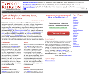 typesofreligion.com: Religion: Types of Religion - Christianity, Islam, Buddhism, Judaism
Information about Types of Religion