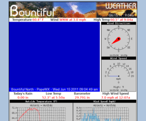 bountifulweather.com: Bountiful Weather - Pope's Porch
The -NEW- Bountiful Utah weather porch. Current weather information for NSL and webcam from the Eaglewood bench.