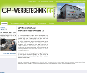 cp-werbetechnik.de: Startseite
Werbetechnik, Fahrzeugbeschriftungen, Bannerdruck, Werbebeschriftungen