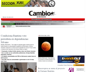 cambiodemichoacan.com.mx: Cambio de Michoacán - Periodismo en Evolución
Cambio de Michoacan. Diario de la Sociedad Editora de Michoacan S.A. de C.V. Periodico Estatal. Periodismo en Evolucion