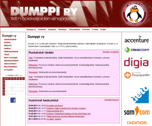 dumppi.fi: Dumppi
Dumppi ry on tietojärjestelmätieteen ja tietojenkäsittelytieteen opiskelijoiden ainejärjestö Jyväskylän yliopistossa.