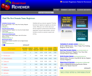 registrarreviewer.com: Domain Registrar Reviews - Domain Name Registration Deals And Registry Discounts
Domain Registrar reviews by webmasters. Find the best domain registrar to register your domain names. Write your own review about your domain registrar's performance with domain registration, domain adminstration, domain transfers as well as customer support and pricing.