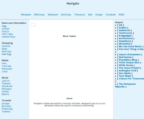 navigata.org: Navigata
Navigata a simple web portal for commonly used links, designed to get you to your destination without the need for extraneous bookmarking.